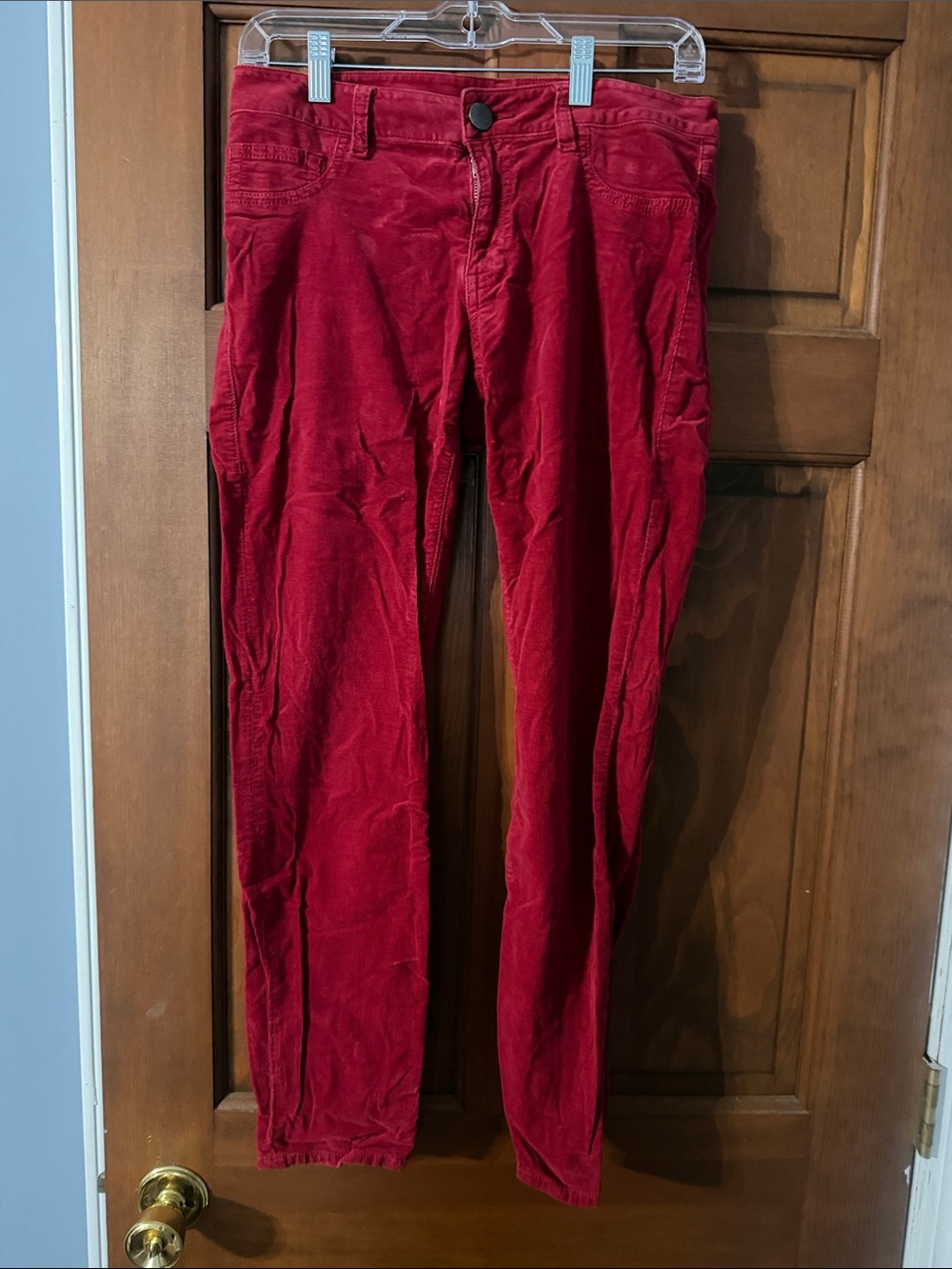 CAbi Women's Deep Red Skinny Corduroy Jeans